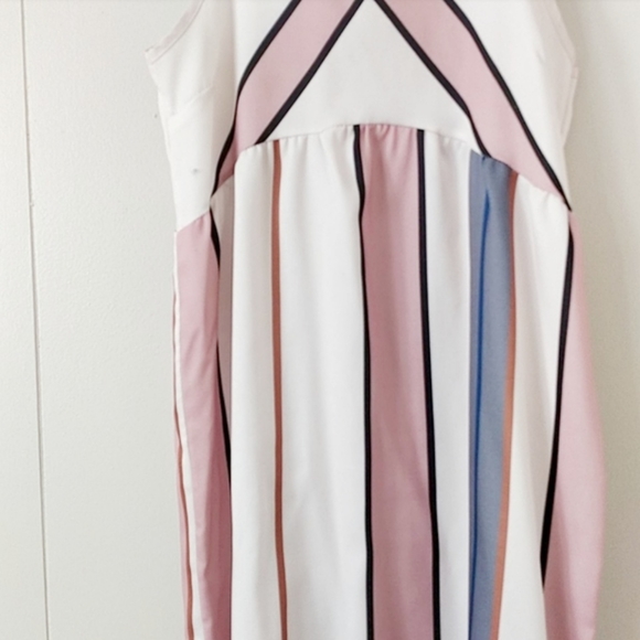 Retro color block baby doll long dress, S - Picture 4 of 6